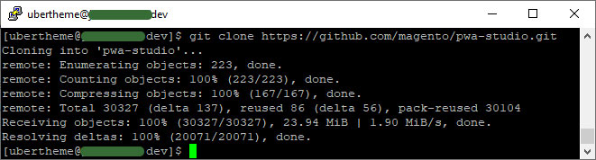 Set up Magento PWA Studio tutorial - Git clone