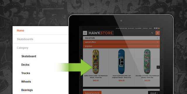 Off-canvas Navigation on Magento theme Hawkstore