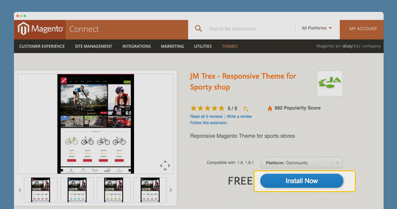 Responsive Magento theme Trex Install Now