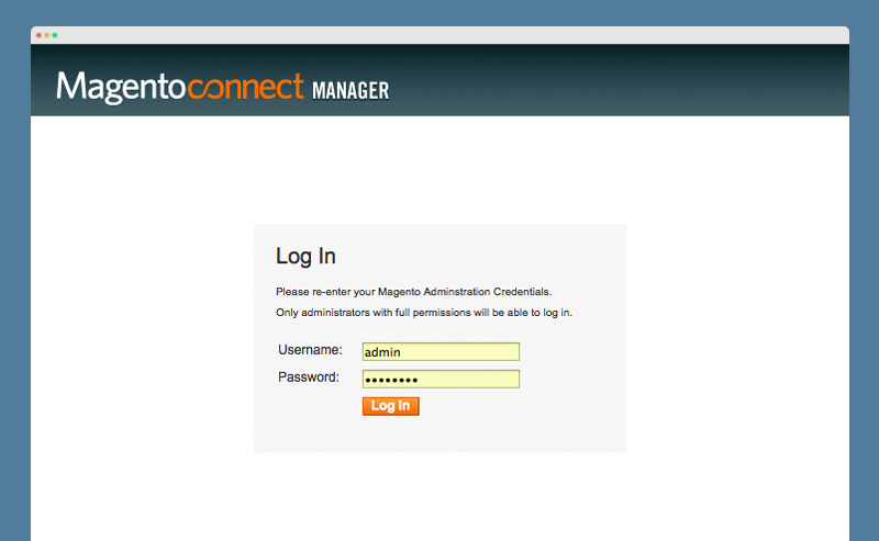 Magento Connect Manager Login