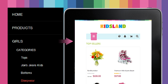 Responsive Magento theme Kidsland feature