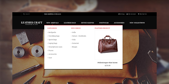 Responsive Magenot theme Leathercraft feature