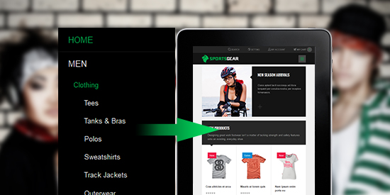 Responsive Magento theme Sportsgear feature