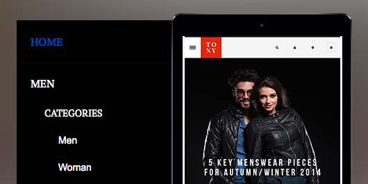 responsive Magento theme Tony feature