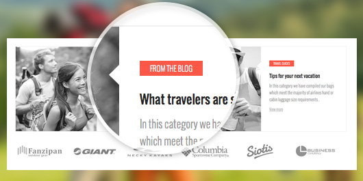 responsive Magento theme TravelGear feature