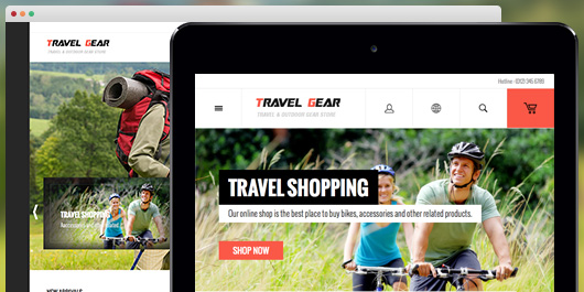 responsive Magento theme TravelGear feature