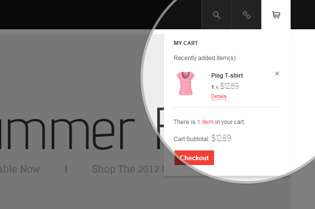 Drop-down menu for your shopping cart from your site's header in the big screen