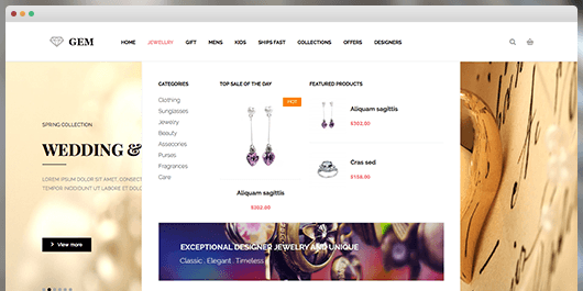 responsive Magento theme Gem feature