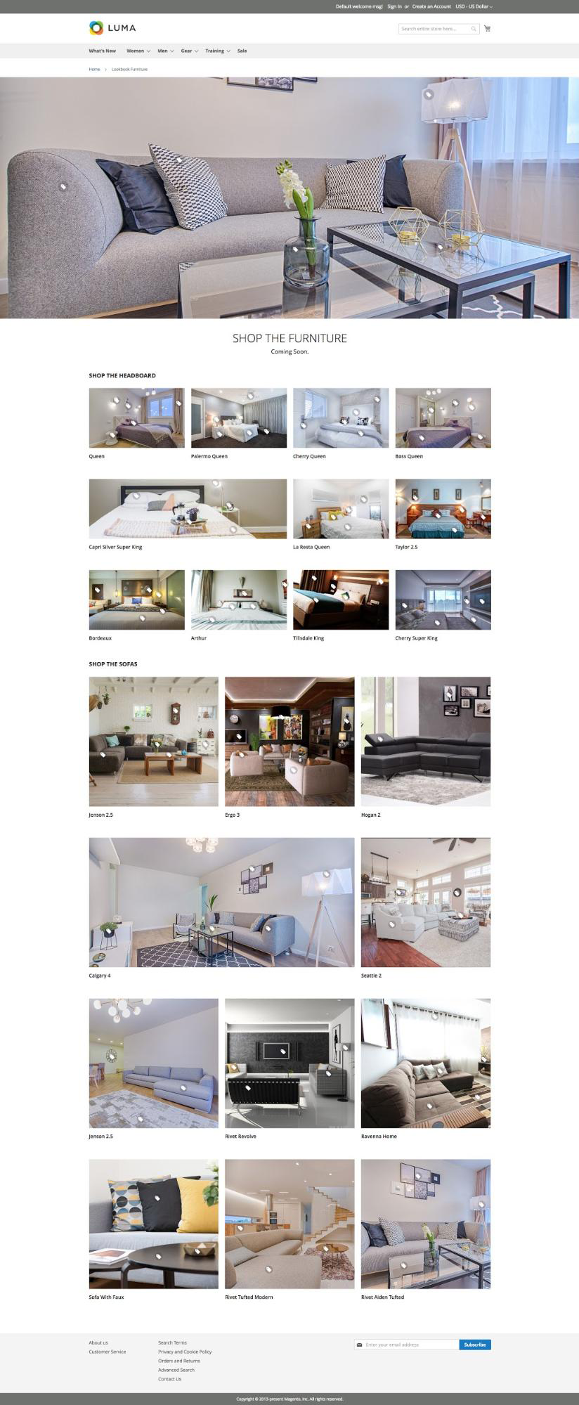 Sample furniture lookbook page