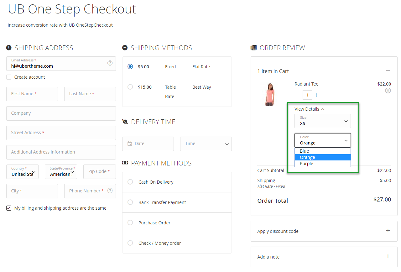 Magento 2 one step checkout- Configurable Product Image 